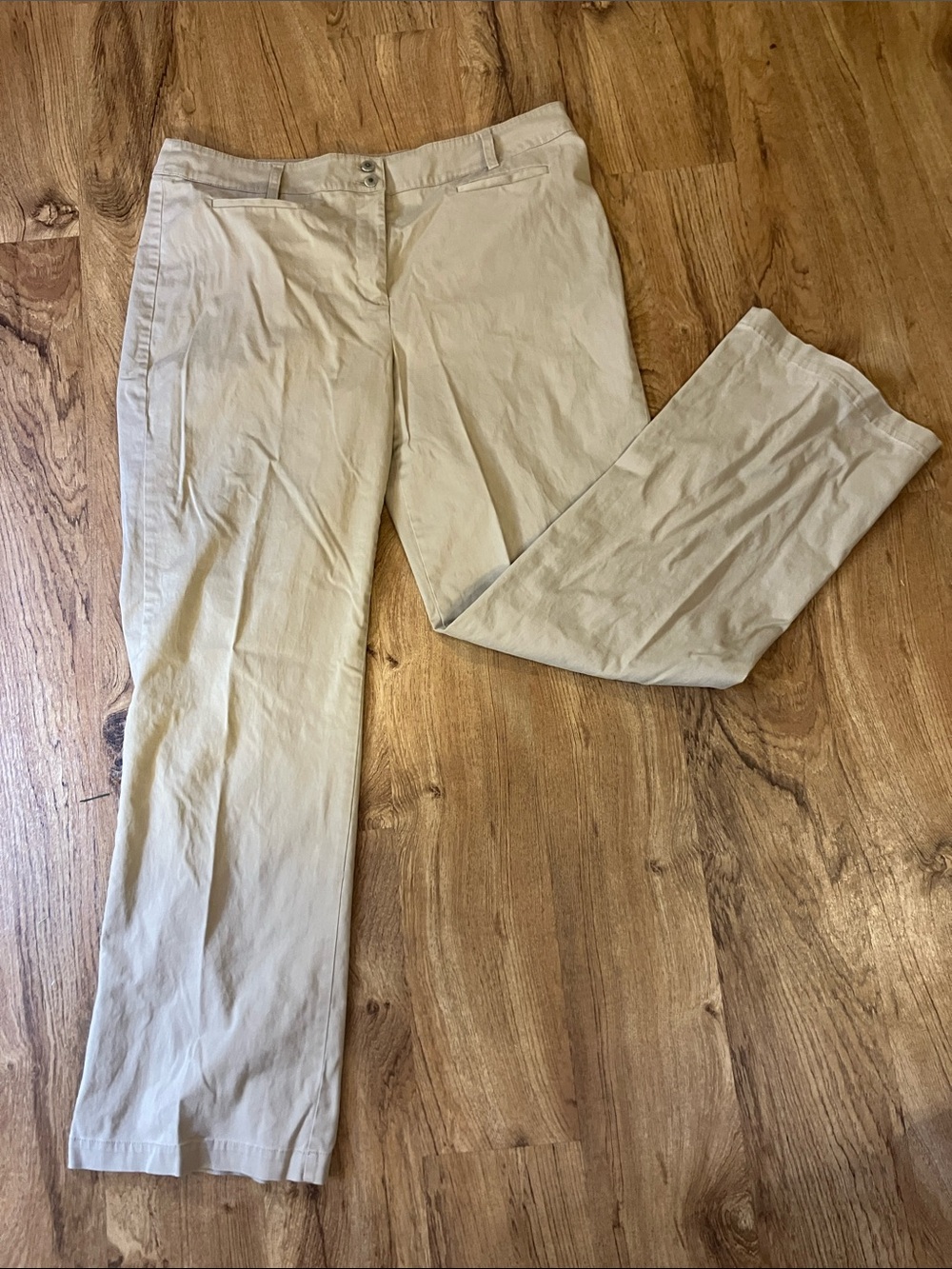 Chicos tan brown cotton pants size 14 large quiet luxury minimalist core